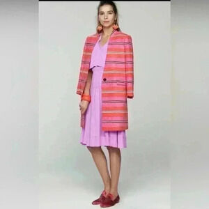 Banana Republic STRIPE COLLARLESS COAT Womens XS